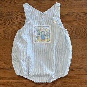 Vintage Boy 24M Blue Striped Romper Baby Toddler